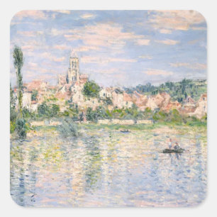 Vétheuil in Summer (1880) Claude Monet fine art Square Sticker