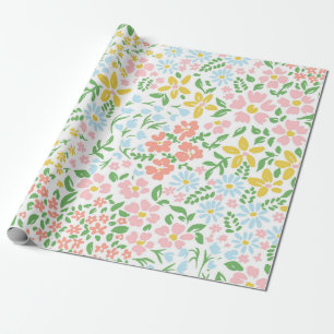 Vetor seamless floral colorful pattern on a white wrapping paper