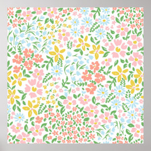 Vetor seamless floral colourful pattern on a white poster
