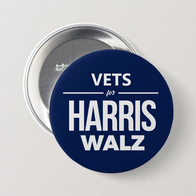 Vets for Harris Walz 7.5 Cm Round Badge (Front & Back)