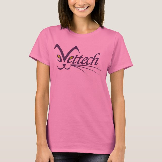 vettech logo v-neck tee pink size large (Front)