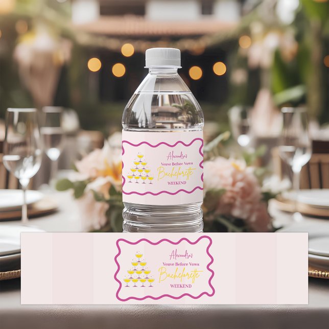 Veuve Before Vows Bachelorette Weekend Water Bottle Label (Creator Uploaded)