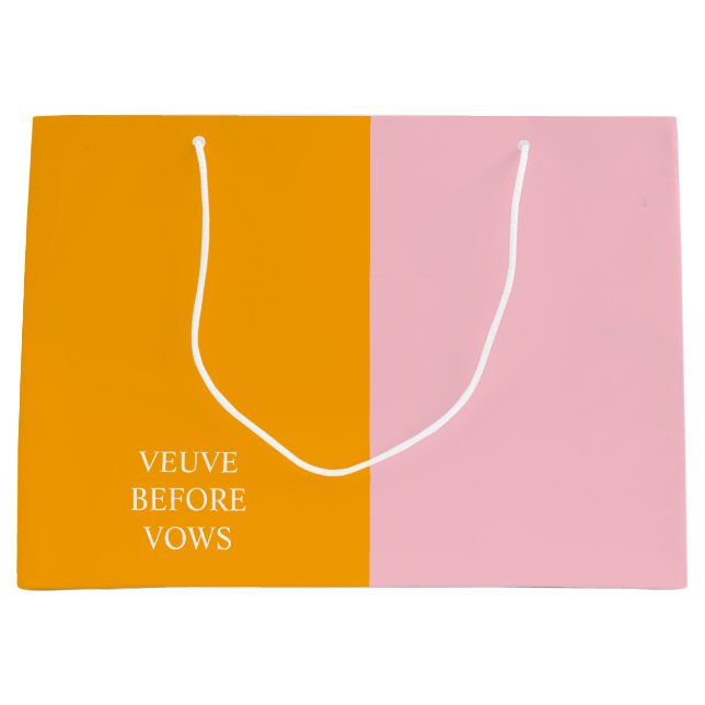 Veuve Before Vows Half Orange Half Pink Gift Bag (Front)