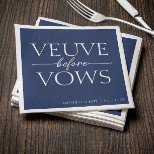 Veuve Before Vows Navy Blue & White Bridal Shower Napkin