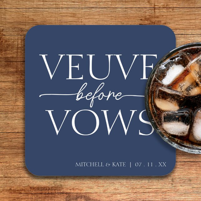 Veuve Before Vows Navy Blue & White Bridal Shower Square Paper Coaster (Veuve Before Vows Navy Blue & White Bridal Shower Square Paper Coaster
)