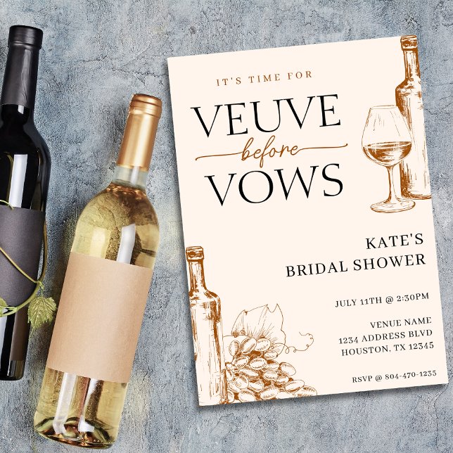 Veuve Before Vows Tan Brown Bridal Shower Invitation (Veuve Before Vows Tan Brown Bridal Shower Invitation
)