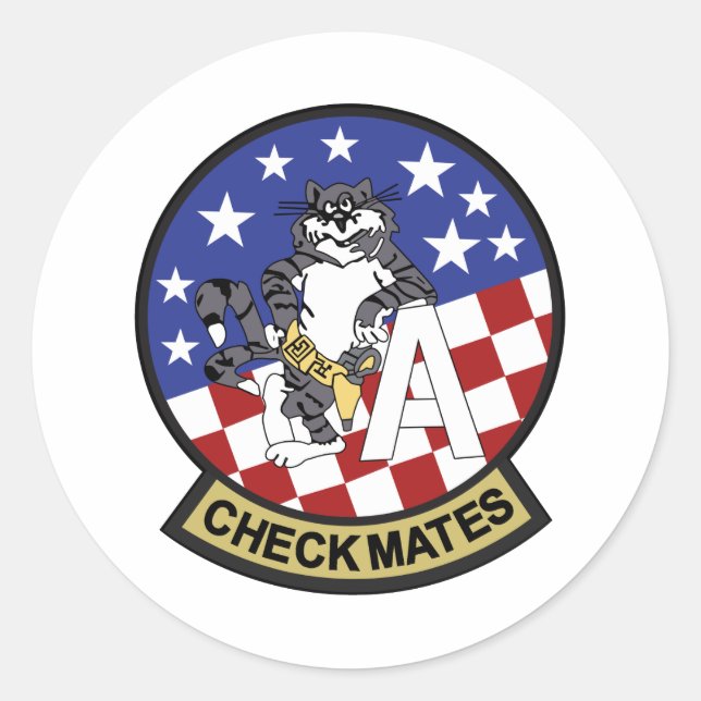 vf-211 checkmates classic round sticker (Front)