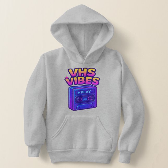 VHS Vibes Retro Neon Hoodie (Laydown)