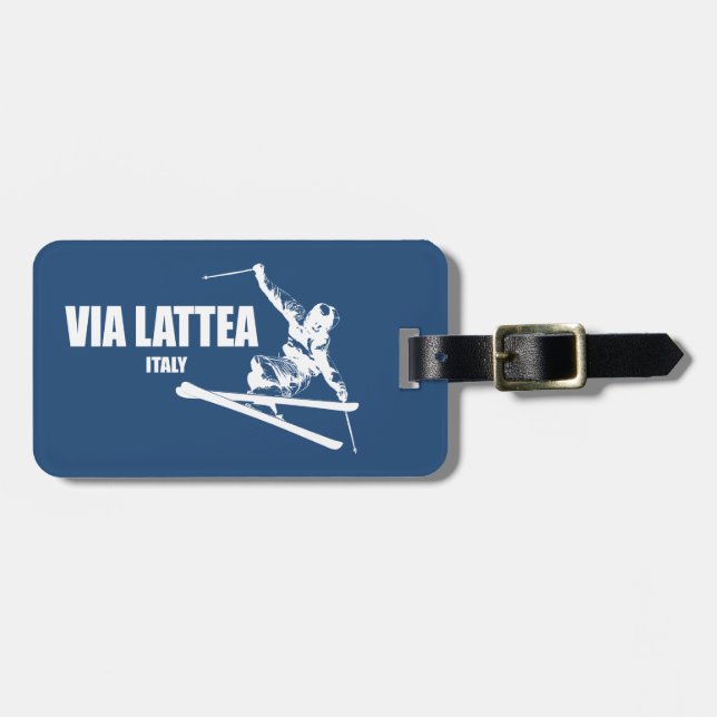 Via Lattea Skier Luggage Tag (Front Horizontal)