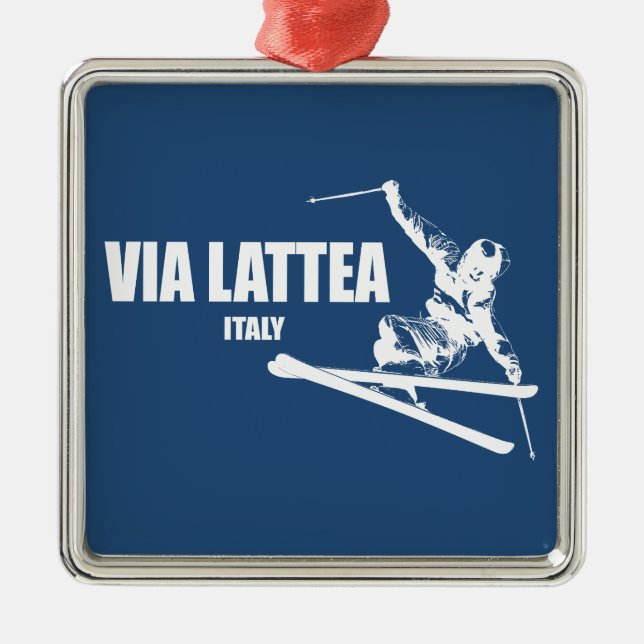 Via Lattea Skier Metal Tree Decoration (Front)