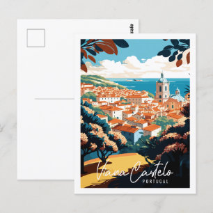 Viana Castelo Portugal vintage travel illustration Postcard