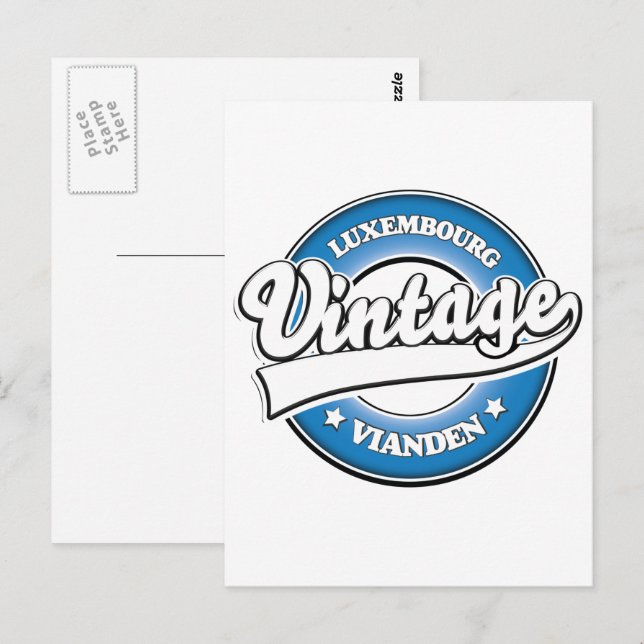 Vianden luxembourg retro logo postcard (Front/Back)
