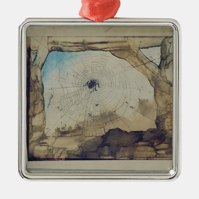 Vianden through a Spider's Web Metal Tree Decoration (Front)