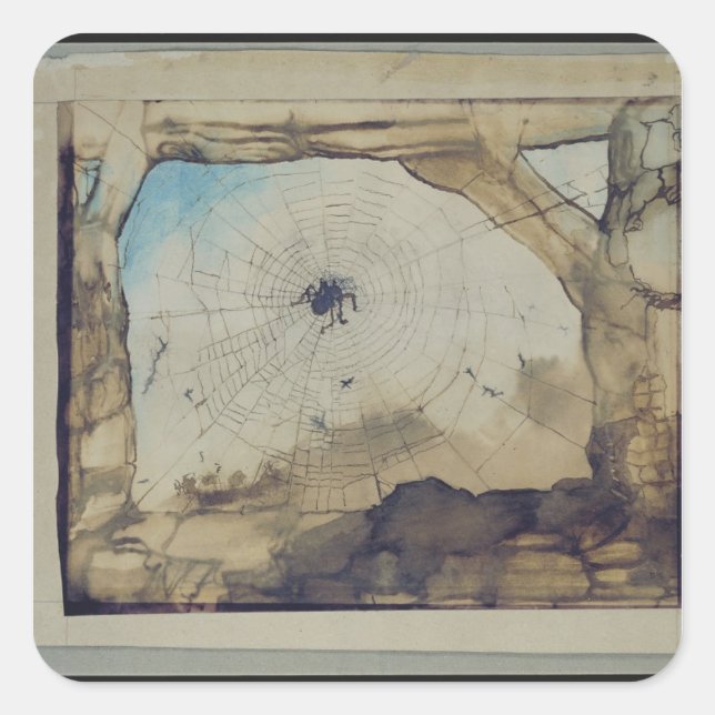 Vianden through a Spider's Web Square Sticker (Front)