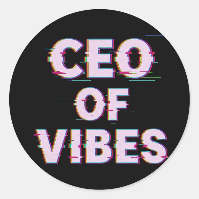 VIBE CEO PROTOCOL - Reality Glitch (Instant Aura U Classic Round Sticker (Front)