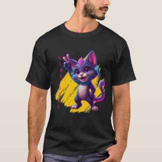 Vibe Mode Cat - Retro Design T-Shirt