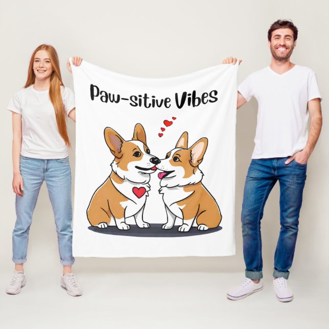  Vibes Corgis in Love Fleece Blanket (In Situ)