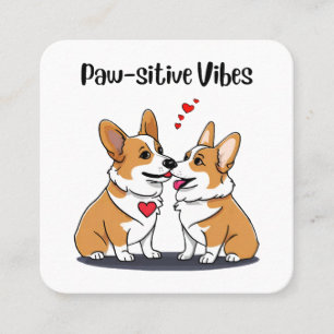 Vibes Corgis in Love Square Business Card