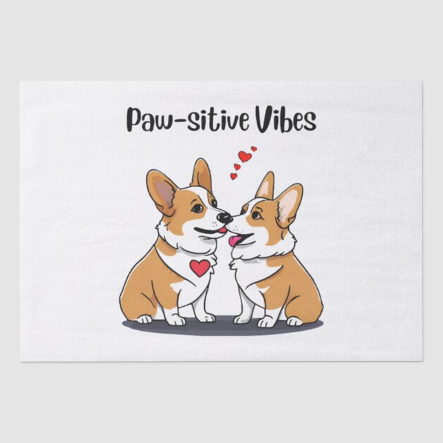  Vibes Corgis in Love Tissue Paper (Front)