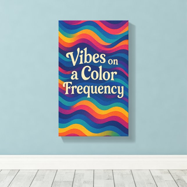 Vibes on a Colour Frequency | Abstract Wave Canvas Print (Insitu(Wood Floor))