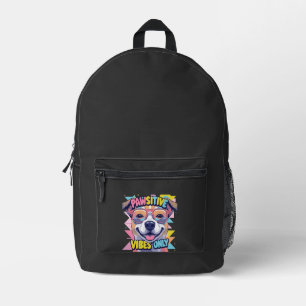 Vibes Only Funny Dog T-Shirt � Cool Dog Printed Backpack