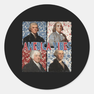 Vibes Retro 4th Of July Presidents American Histor Classic Round Sticker