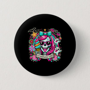 Vibes Skeleton Spooky Vacation Halloween Summer 1 6 Cm Round Badge
