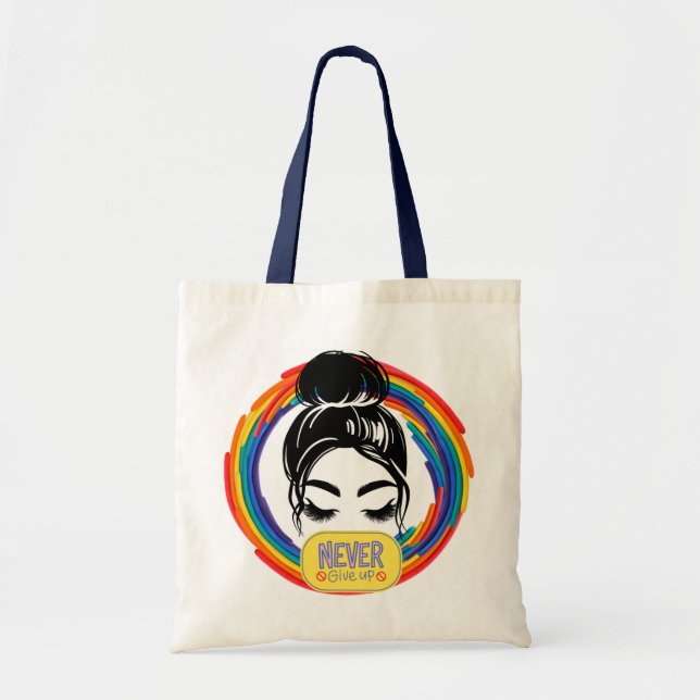 Vibes Tote Bag - Never Give Up (Front)
