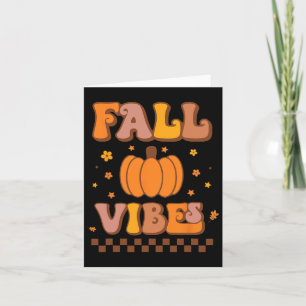 Vibes Vintage Groovy Autumn Season Retro Thanksgiv Card