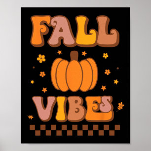 Vibes Vintage Groovy Autumn Season Retro Thanksgiv Poster