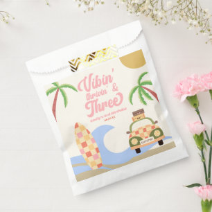 Vibin' & Three Surf Pink 3rd Birthday Party Favour Bags