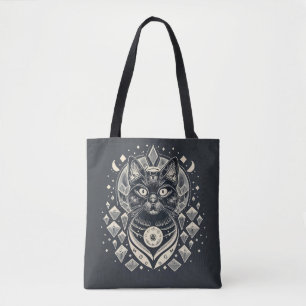 Vibing High - Black Cat and Crystals Tote Bag