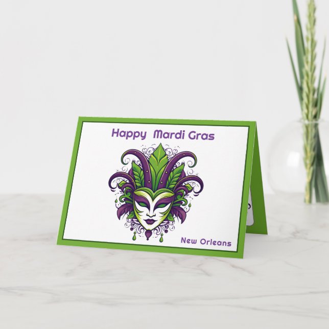 💚💜💛Vibrance of Mardi Gras Card (Front)