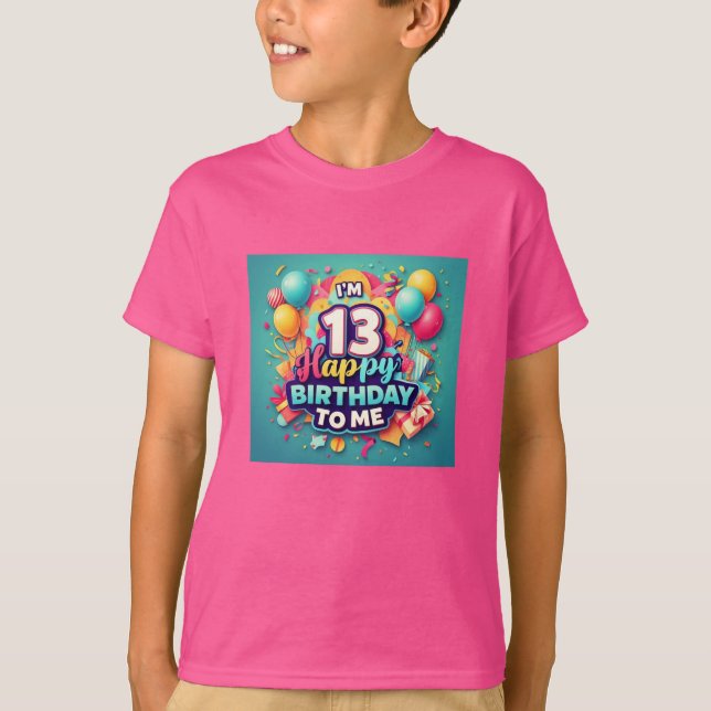 Vibrant 13th Birthday with Colourful Number Boys' T-Shirt (Front)