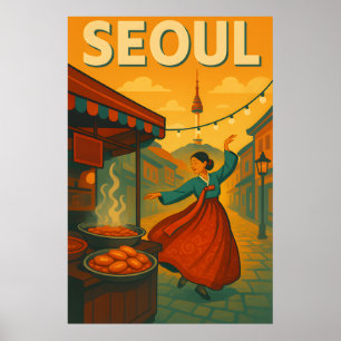 Vibrant 1960s : Seoul Pop Retro Travel Poster