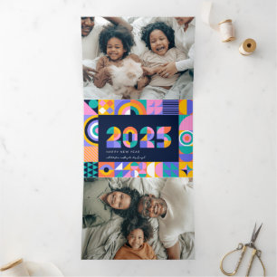 Vibrant 2025 New Year Tri-Fold Holiday Card