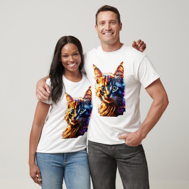Vibrant 3D Cat Graphic Tee Bold & Fun T-Shirt  (Unisex)