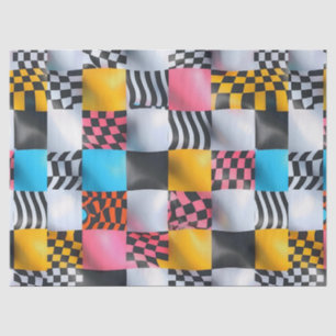 Vibrant 3D Chequerboard – Playful Retro Pop Tissue Paper