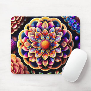 Vibrant 3D Colourful Flowers Mouse Pad