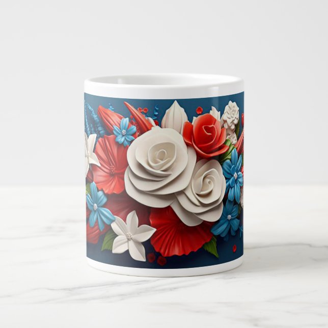 Vibrant 3d flowers large coffee mug (Front)