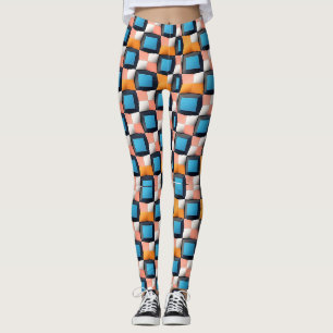 Vibrant 3D Geometric Illusion Pattern - Bold Colou Leggings