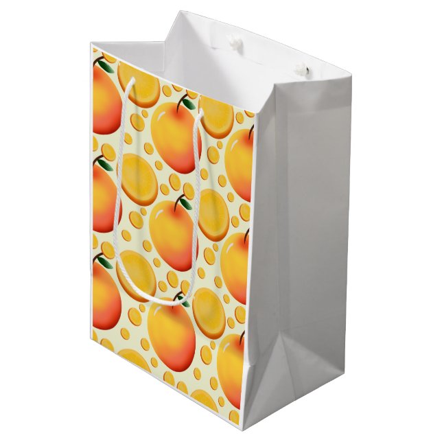 Vibrant 3D Glossy Orange and Mandarin fruit  Medium Gift Bag (Front Angled)