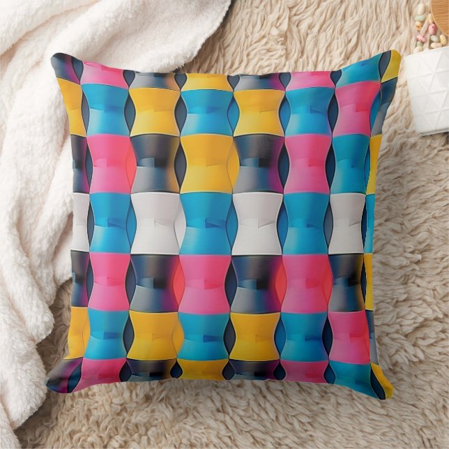 Vibrant 3D Hourglass Geometric Pattern Cushion (Blanket)