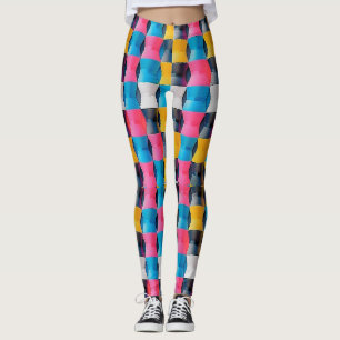 Vibrant 3D Hourglass Geometric Pattern Leggings