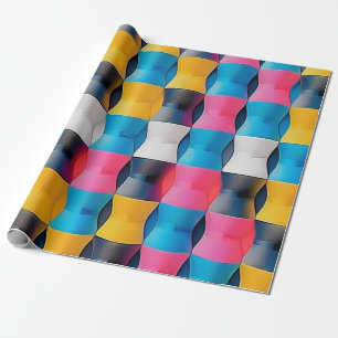 Vibrant 3D Hourglass Geometric Pattern Wrapping Paper