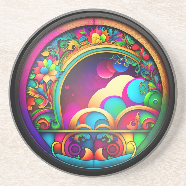 Vibrant 3D Multi-Colour Swirls  Coaster (Front)