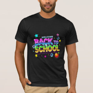 Vibrant 3D Neon Welcome Back to School Graphic T-Shirt