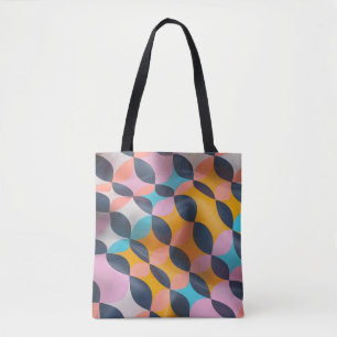 Vibrant 3D Petal Geometry Pattern in Bold Colours Tote Bag