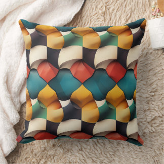 Vibrant 3D Petal Wave Geometric in Bold Colour Cushion