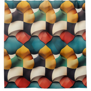 Vibrant 3D Petal Wave Geometric in Bold Colour Shower Curtain